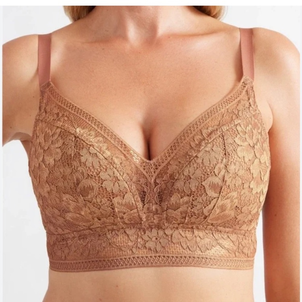 NWT Knix Lace Longline Bra in Gilded Gold size XXXXL++
